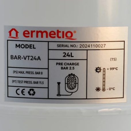 Tágulási tartály, függőleges, szaniter hideg-meveg vizes, 3/4" - 24 l (BAR-VT24A)