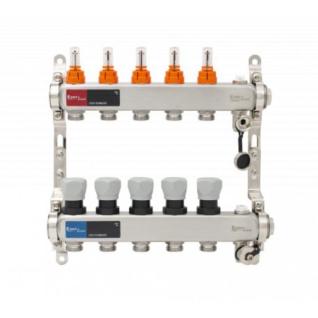 Padlófűtés áramlásmérős osztó-gyűjtő 5 körös, osztóvéggel (EVP-DSB3411-5)