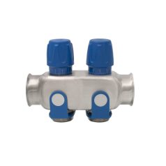   Rozsdamentes acél szelepes osztó 2 körös kék csapokkal 1"x 3/4" (EVP-DSD3411-2A)