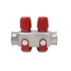   Rozsdamentes acél szelepes osztó 2 körös piros csapokkal 1"x 3/4" (EVP-DSD3411-2R)