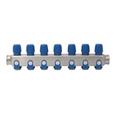   Rozsdamentes acél szelepes osztó 7 körös kék csapokkal 1"x 3/4" (EVP-DSD3411-7A)