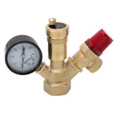   Biztonsági készlet 6 bar nyomásmérő, 3 bar biztonsági szelep, csatlakozás 1" (EVP-XF34F)