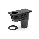 Kültéri víznyelő, eresz bekötéssel, ráccsal, levélfogó kosárral Ø110/125 mm-es (KV-110-125)