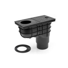   Kültéri víznyelő, eresz bekötéssel, ráccsal, levélfogó kosárral Ø110/125 mm-es (KV-110-125)