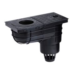   Kültéri víznyelő, eresz bekötéssel, levélfogó kosárral, Ø110/125 mm-es (KV-110)