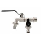 Kerti csap tömlővég+gyorscsatlakozó vég, karos 1/2" (Nikkelezett sárgaréz test)(RB-RA12D)