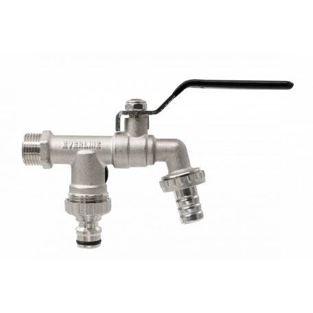 Kerti csap tömlővég+gyorscsatlakozó vég, karos 1/2" (Nikkelezett sárgaréz test)(RB-RA12D)