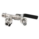 Kerti csap tömlővég+gyorscsatlakozó vég, karos 1/2" (Nikkelezett sárgaréz test)(RB-RA12D)