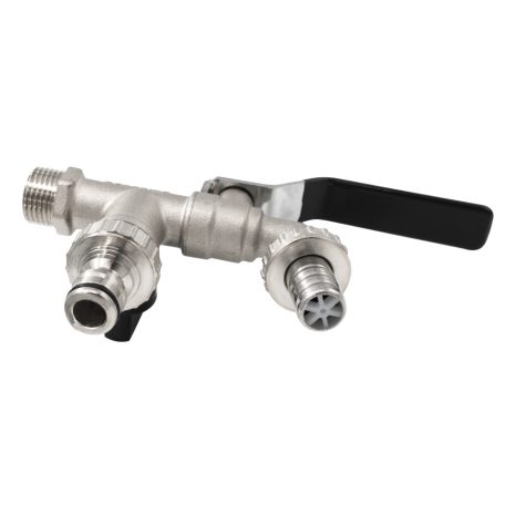 Kerti csap tömlővég+gyorscsatlakozó vég, karos 1/2" (Nikkelezett sárgaréz test)(RB-RA12D)