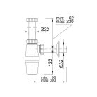 Mosdószifon 5/4" leeresztőszelep nélkül, nagy áteresztésű (STY-534-2)