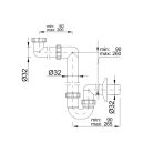 Helytakarékos csőszifon 5/4", leeresztőszelep nélkül, 32 mm-es (STY-641-32-2)