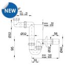 Helytakarékos csőszifon, leeresztőszelep nélkül, Ø32-40 mm-es elfolyással, (STY-641-32-3)
