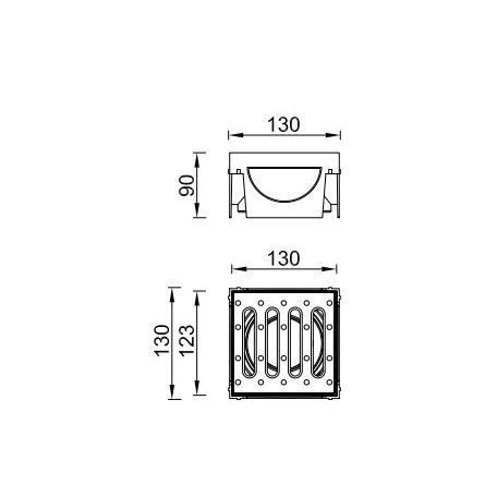 Kültéri folyókához T-idom, horganyzott fém ráccsal, lapos, 4 oldali bekötési lehetőség (STY-900-T-F)