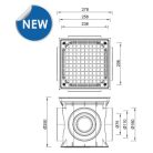 Kültéri udvari víznyelő, 250x250 mm-es műanyag ráccsal, bűzzárral (STY-920-1)