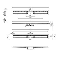   Zuhanyfolyóka egyenes, 500 mm-es Klasszik ráccsal (STY-K-50)